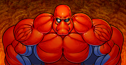 Getting bigger project illustrated with a kind of big muscles man